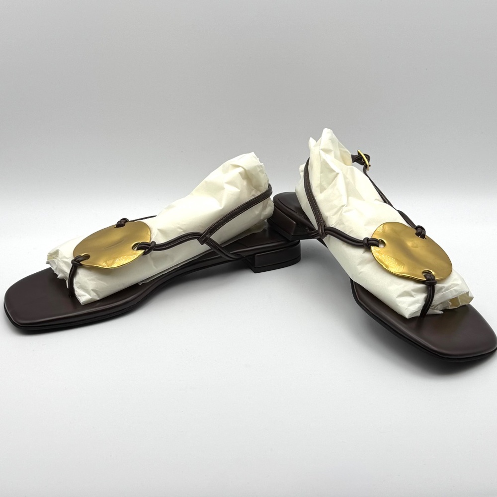 NIB JEFFREY CAMPBELL Chance Slingback Thong Sandals Women's Size 6 Brown Gold - Picture 5 of 12